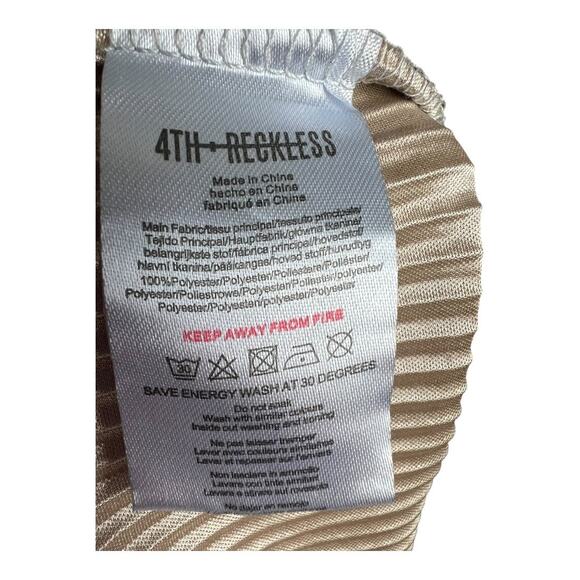 4th & Reckless Pull On Pleated Wide Leg Pants Silver Womens Small Disco Metallic - Picture 5 of 5